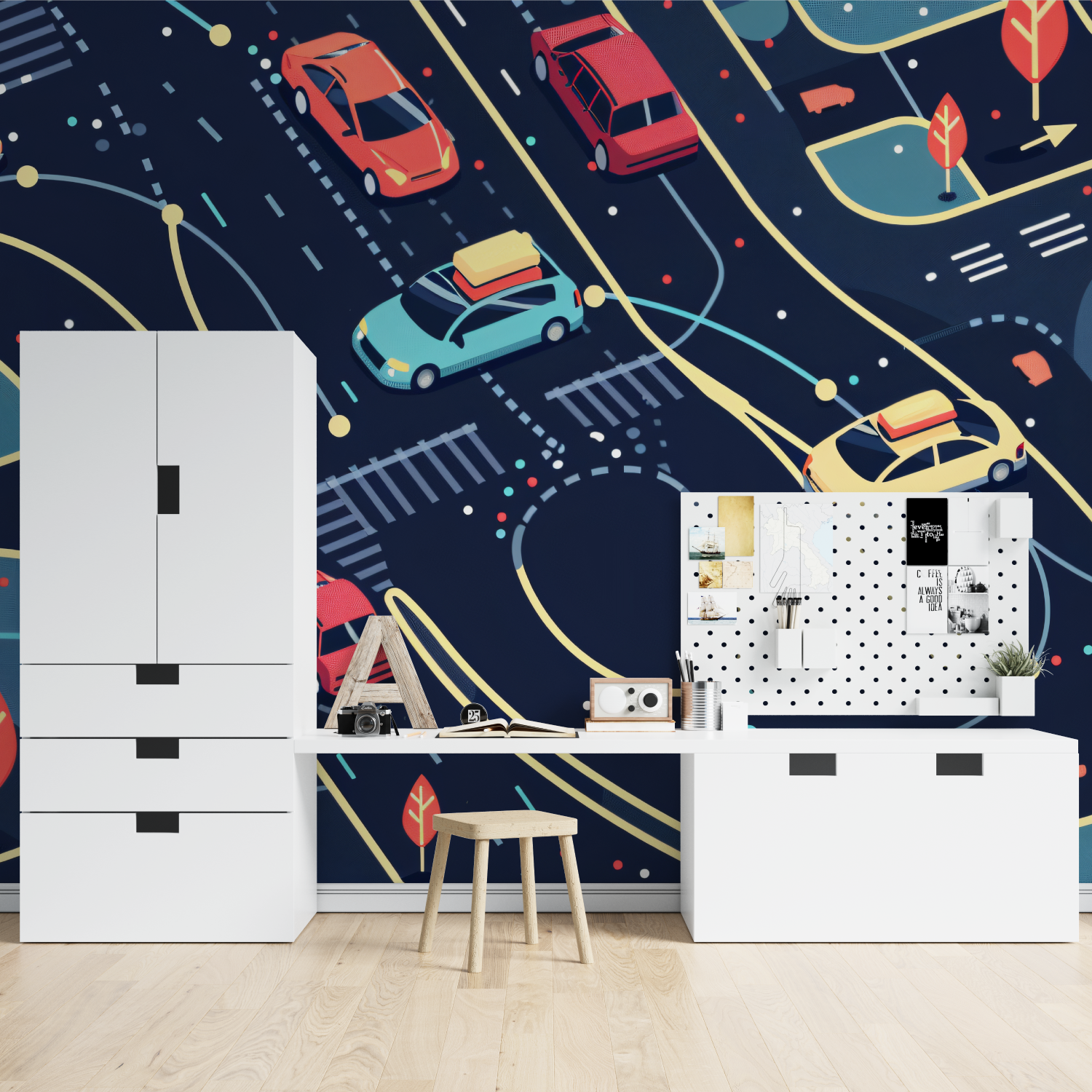 Papier peint voiture circuit tapisserie spiderman