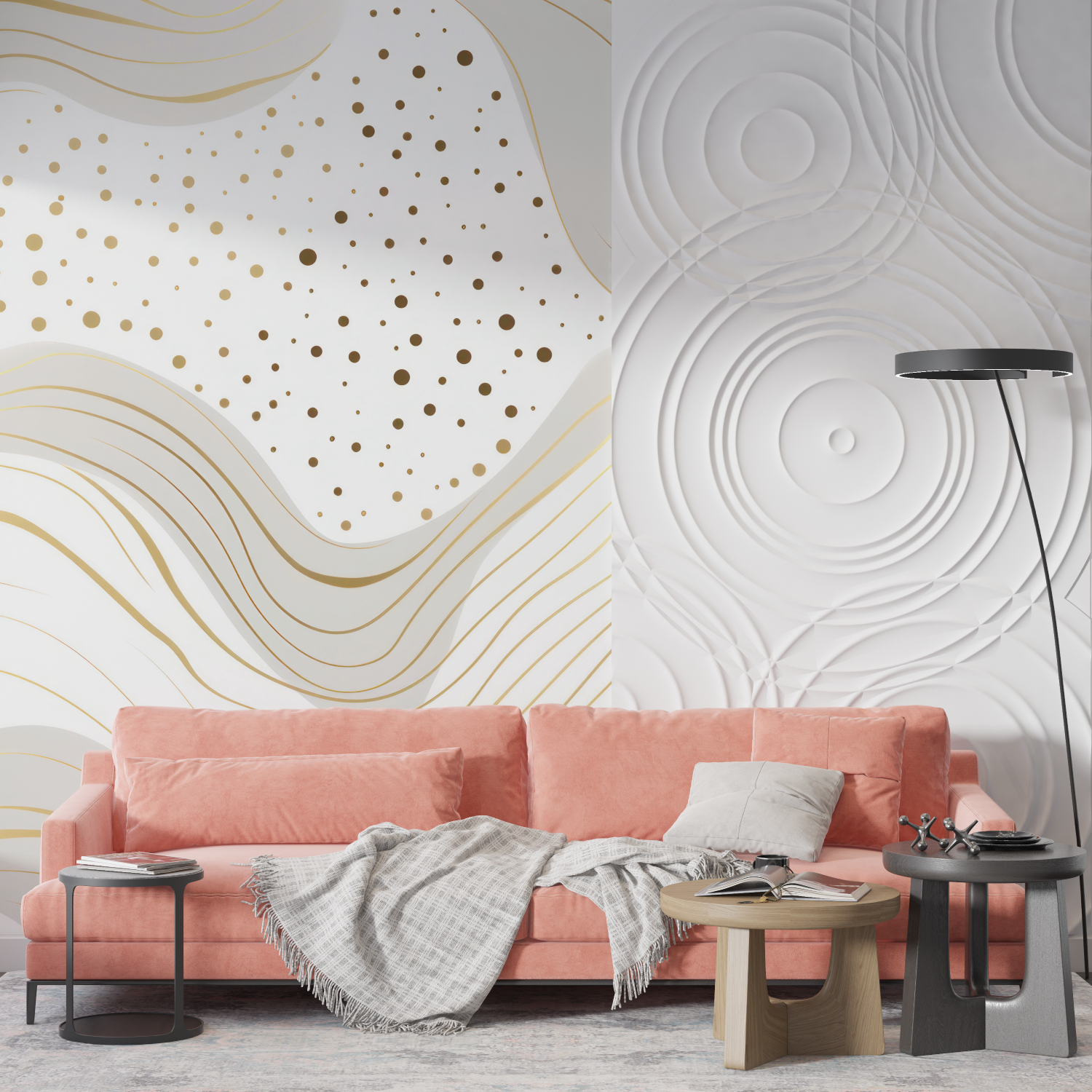 Papier Peint Graphique Blanc Et Or - tendances