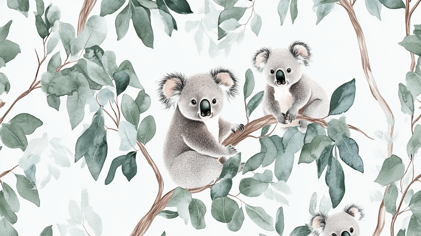 Papier Peint Koala Et Câlins D’eucalyptus