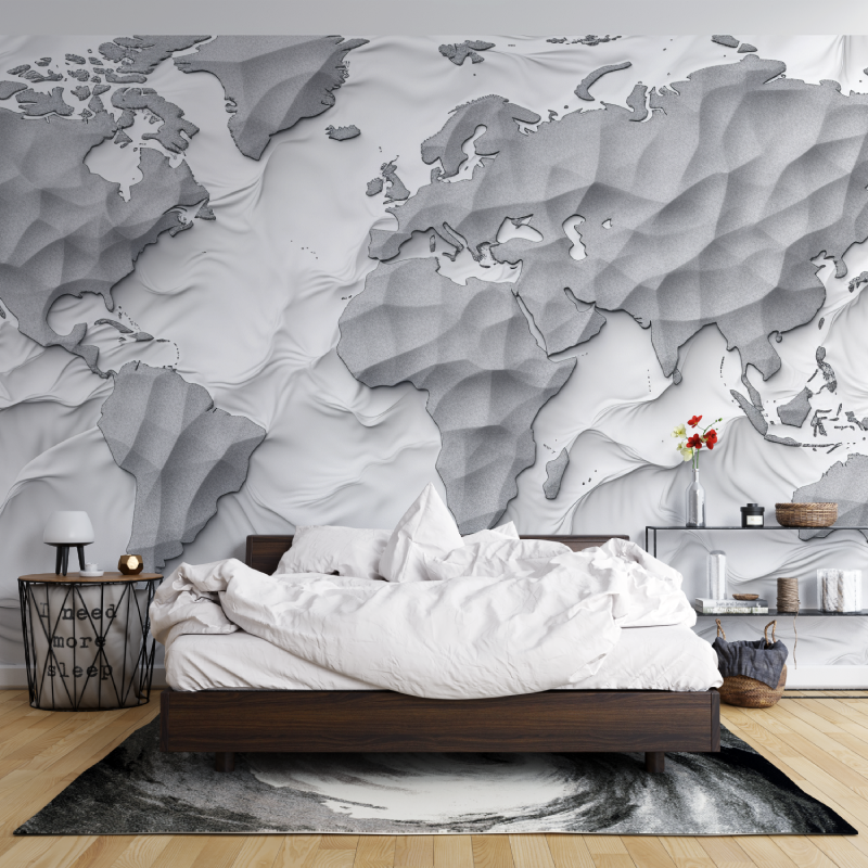 Papier peint carte du monde gris leroy merlin mur