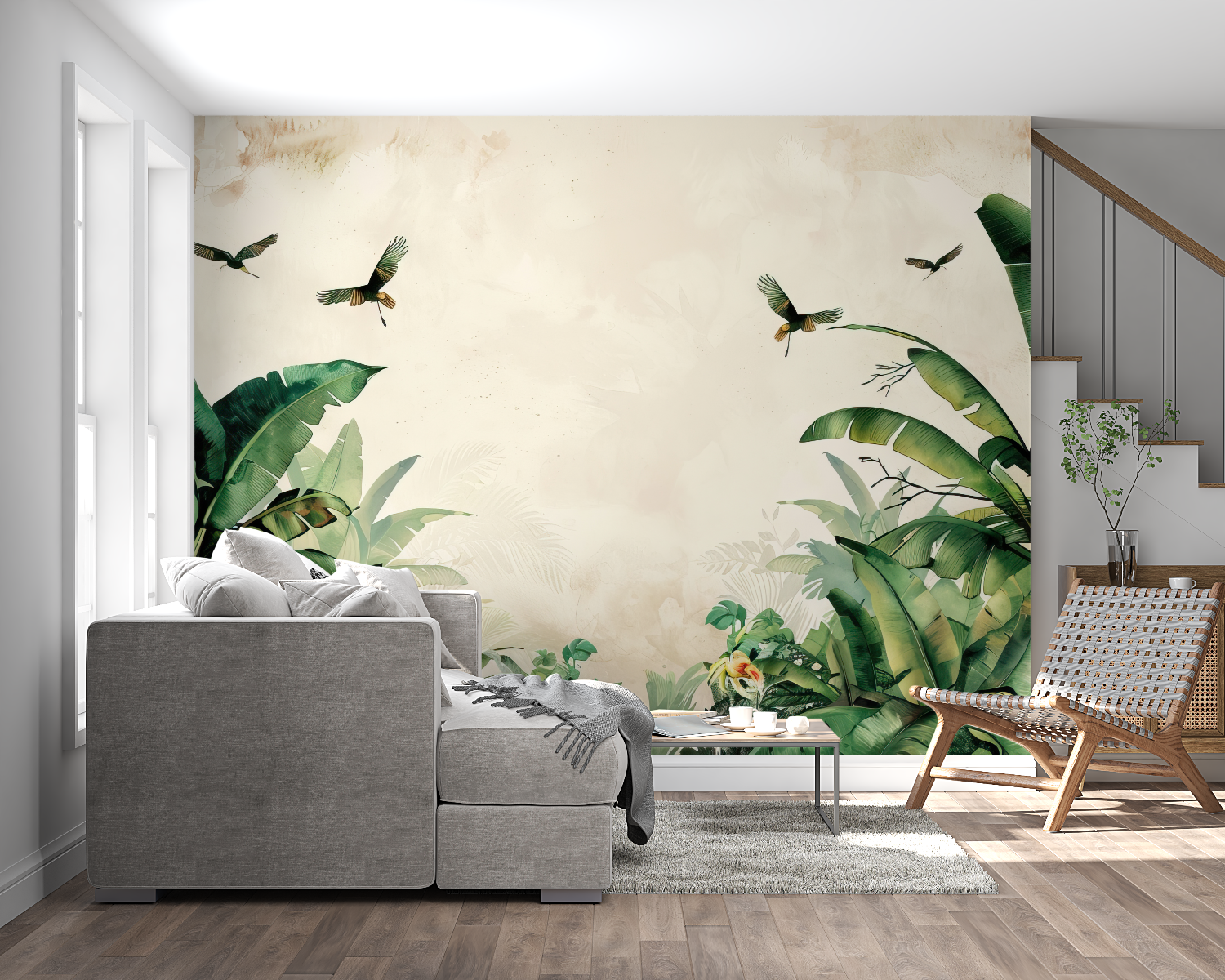 Papier peint aquarelle jungle panoramique panoramique mural