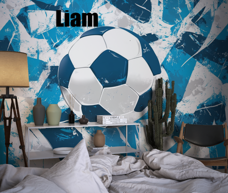 Papier peint prenom personnalise foot chambre dado1