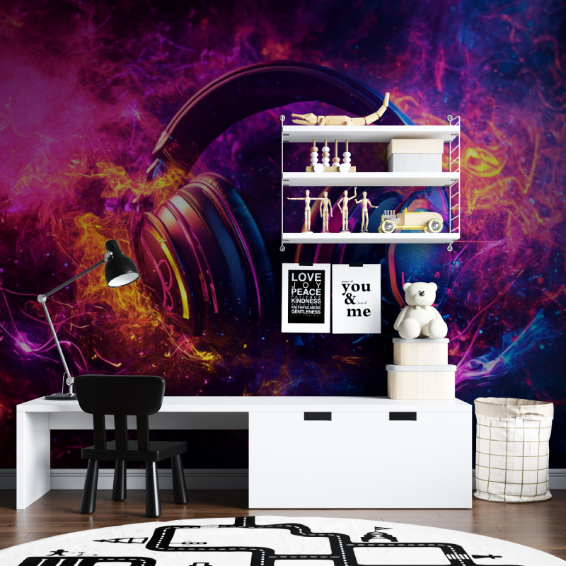 Papier peint casque grafitti en...ur tapisserie chambre ados