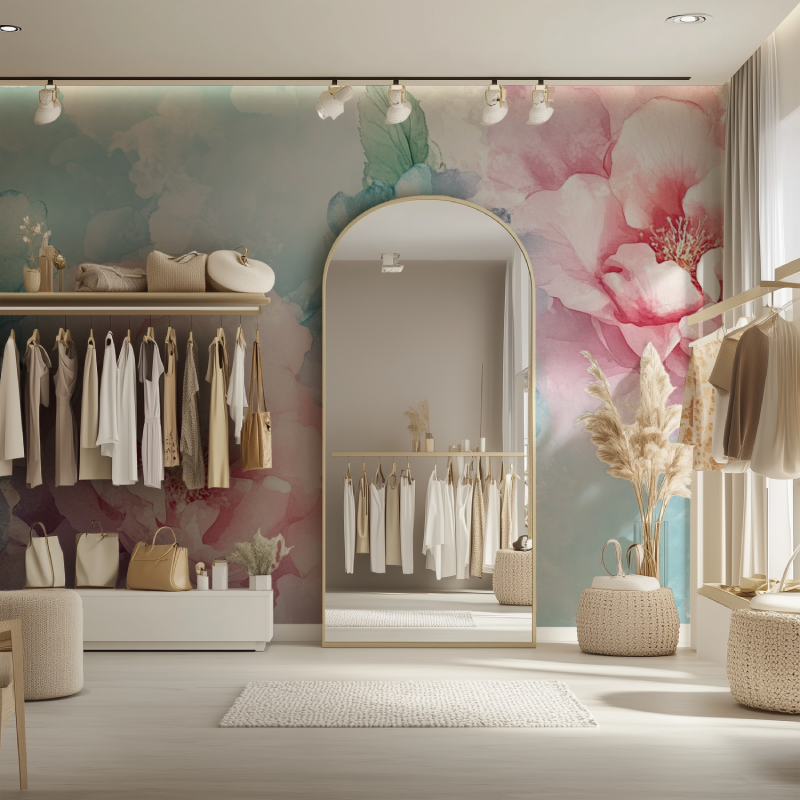 Papier peint fleur geante dressing