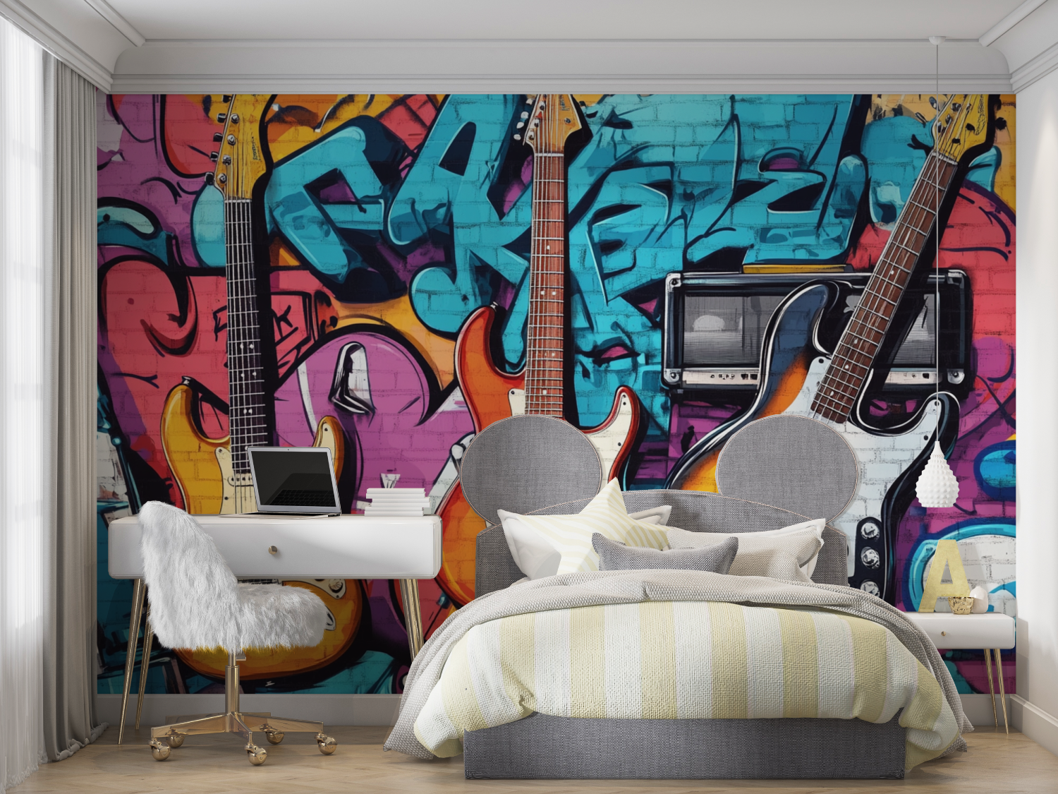 Papier peint theme musique mur chambre panoramique