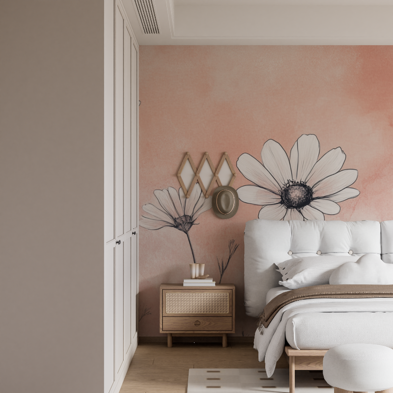 Papier peint marguerites tendance mural