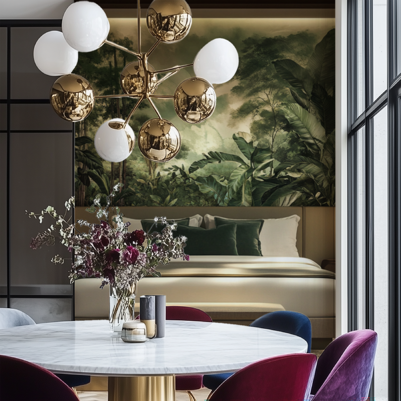 Papier peint arbre du voyageur salon chaise