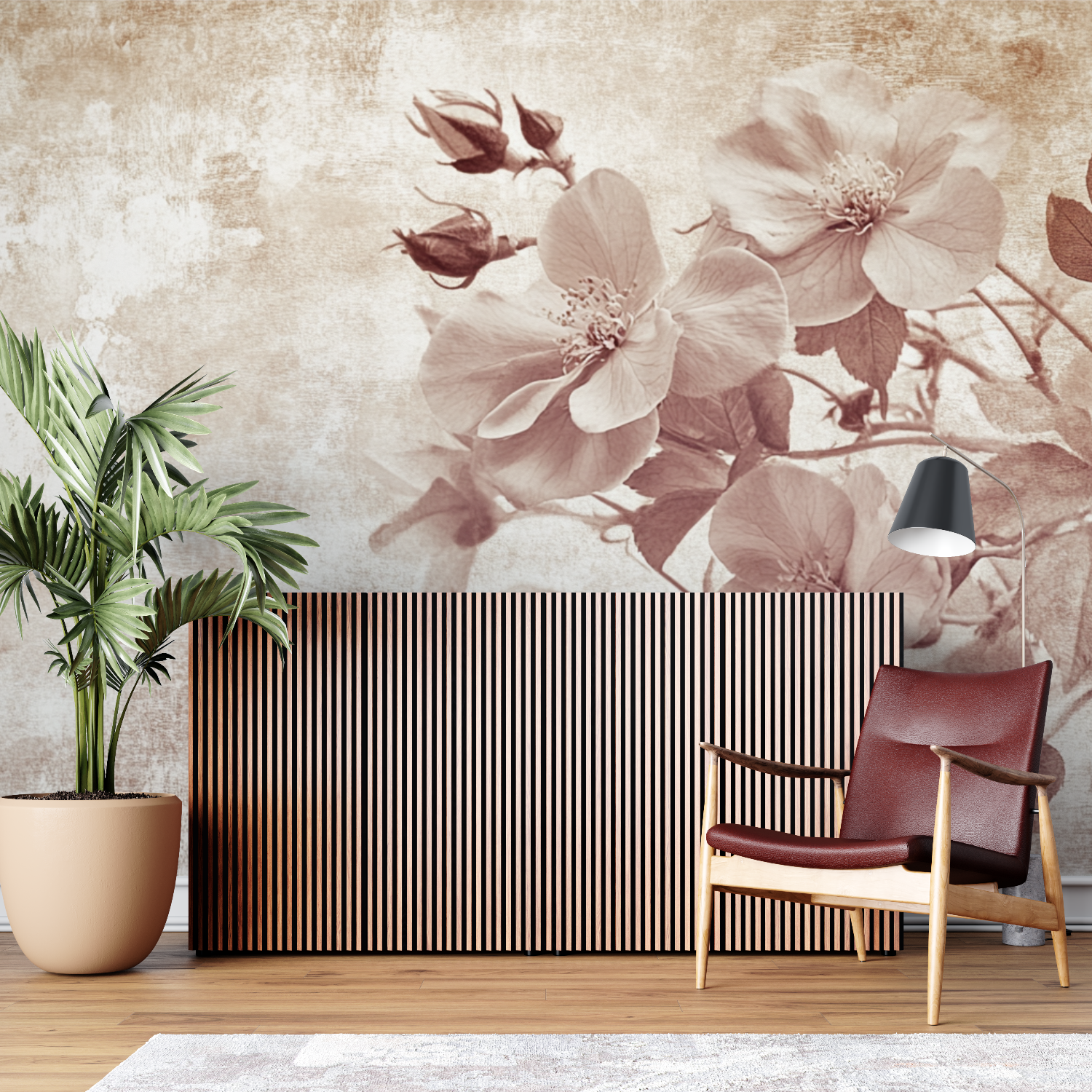 Papier peint vintage fleurs sur mesure