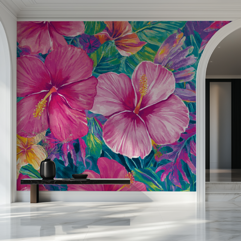 Papier peint fleur tropicale salon beau