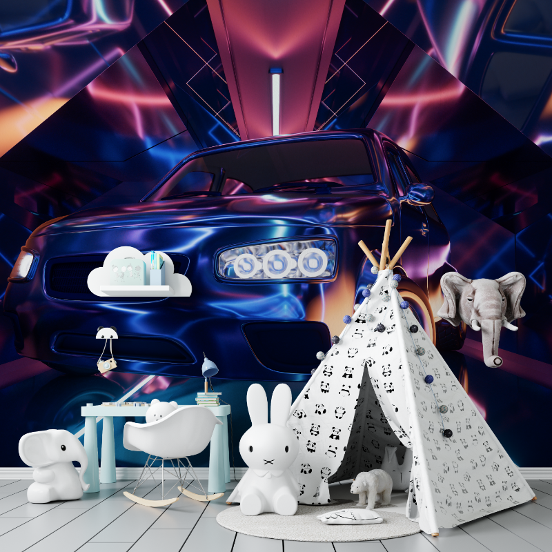 Papier peint 3d voiture tunning tapisserie murs