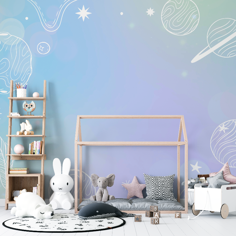 Papier peint chambre espace pastel 12