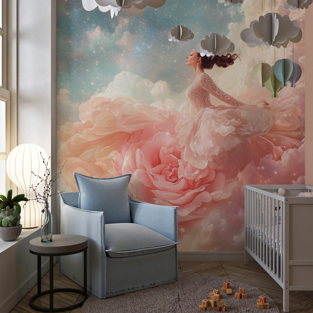 Papier peint princesse rose eternelle chambre de fille