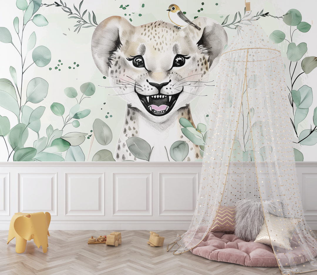 Papier peint vert deau tendance bebe