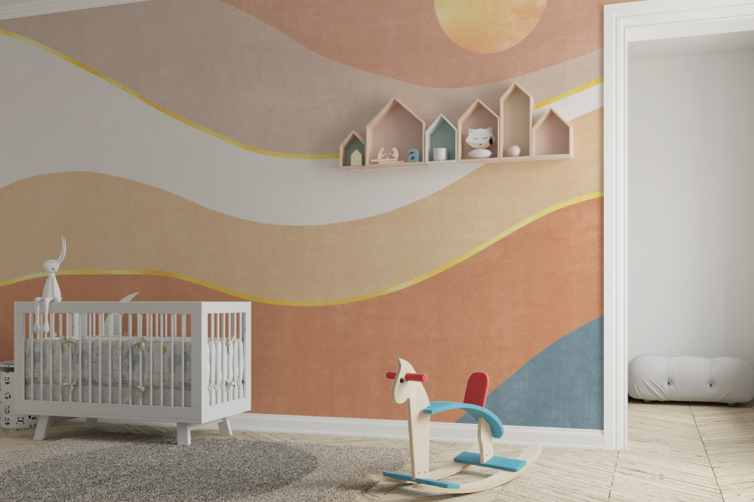 Papier peint Lune pastel bébé - chambre bébé