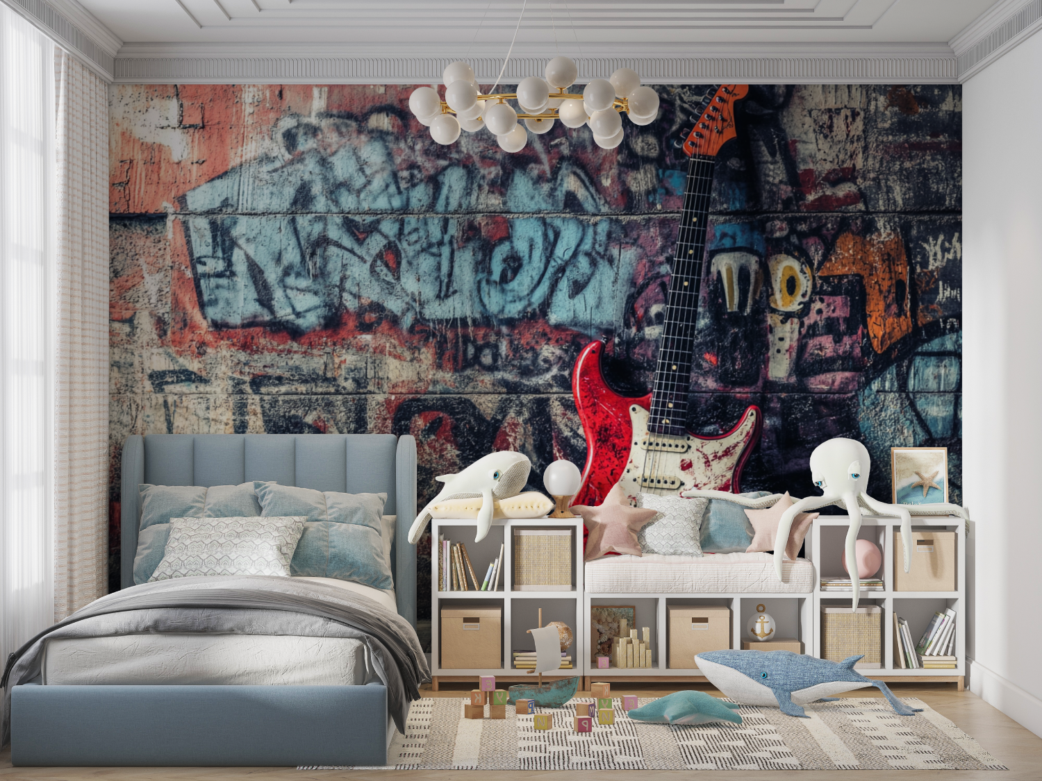 Papier peint hard rock tag panoramique garcon