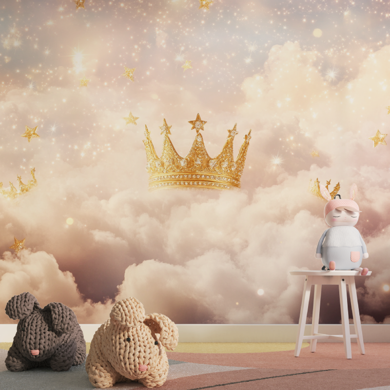 Papier peint princesse couronne...ique tapisserie pour fille