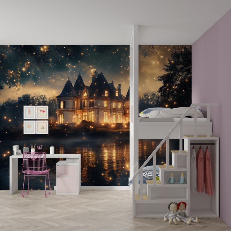 Papier peint princesse lueur enchantee mur chambre fille