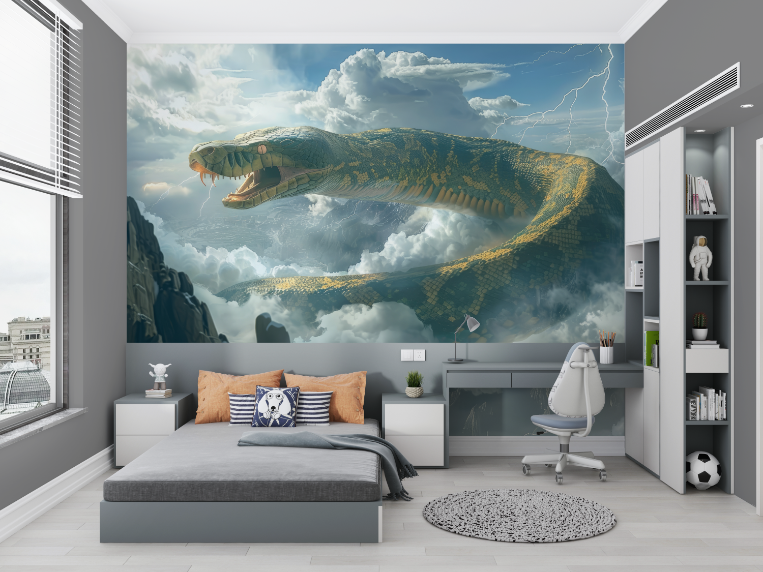 Papier Peint Dinosaure Serpent Géant - chambre petit