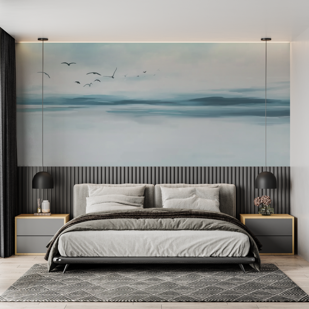 Watercolor landscape mural wallpaper chambre adulte tendance