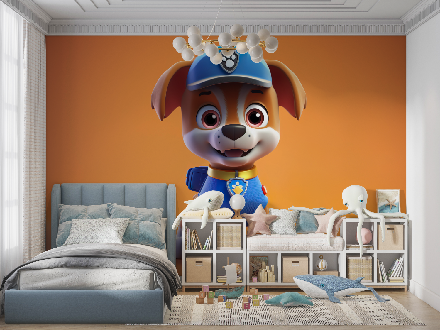 Papier peint pat patrouille orange panoramique garcon