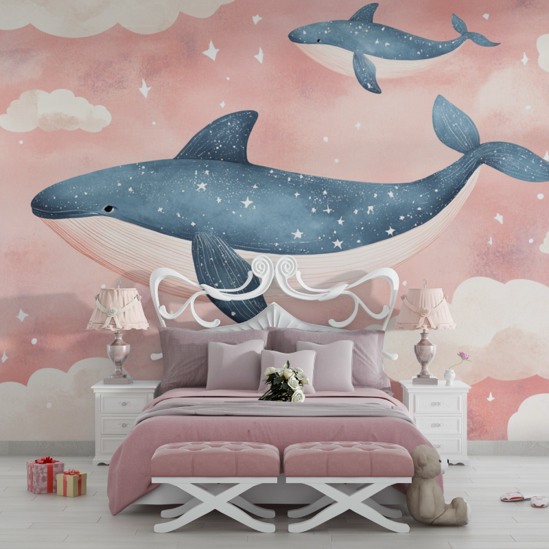 Papier peint fille classique nu... et baleine chambre filles