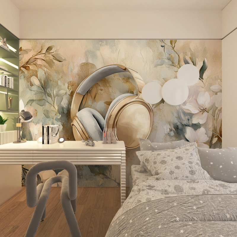 Papier peint casque delicat chambre adolescents