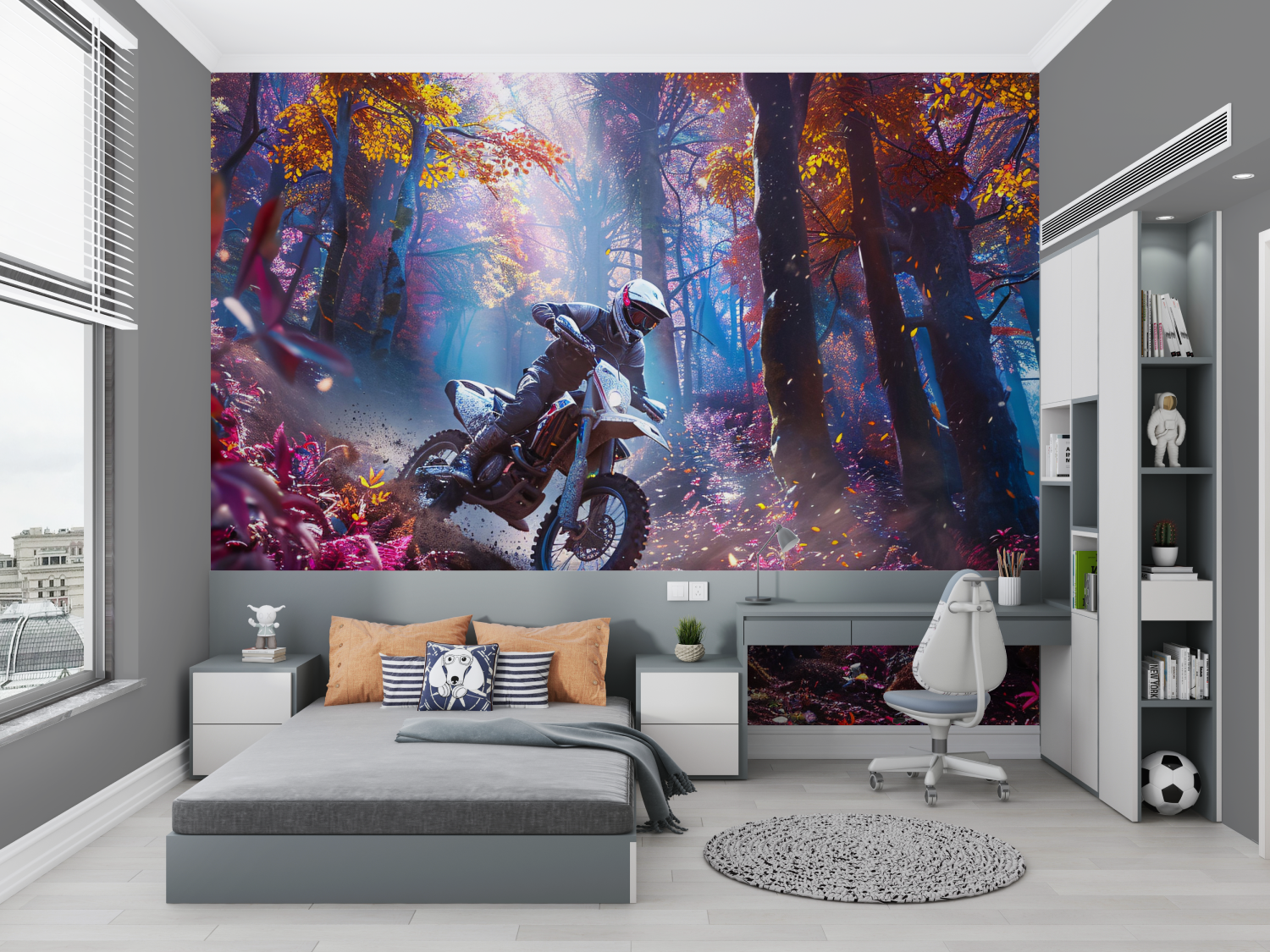 Papier peint moto idee deco chambre petit
