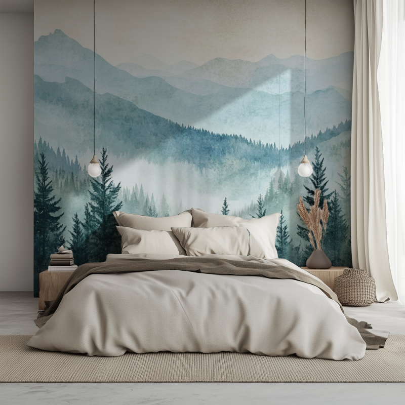 Papier peint vintage pays damerique lit 1234