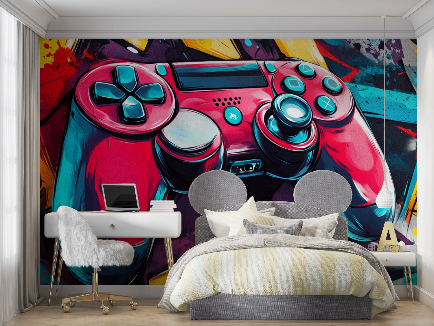 Papier peint gamer game over mur chambre panoramique