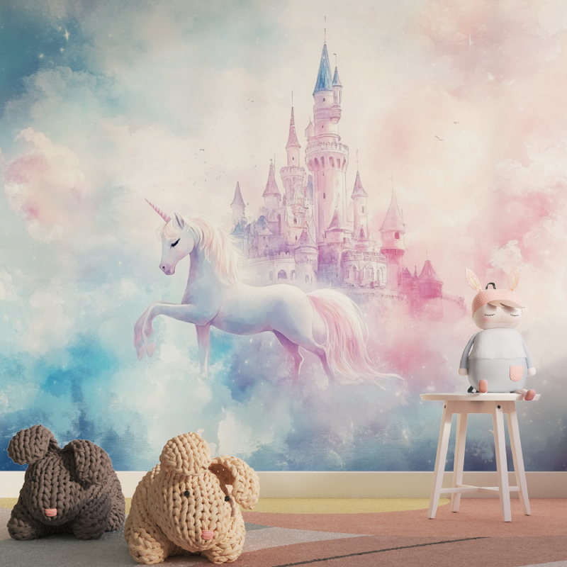 Papier peint decoration licorne...teau tapisserie pour fille