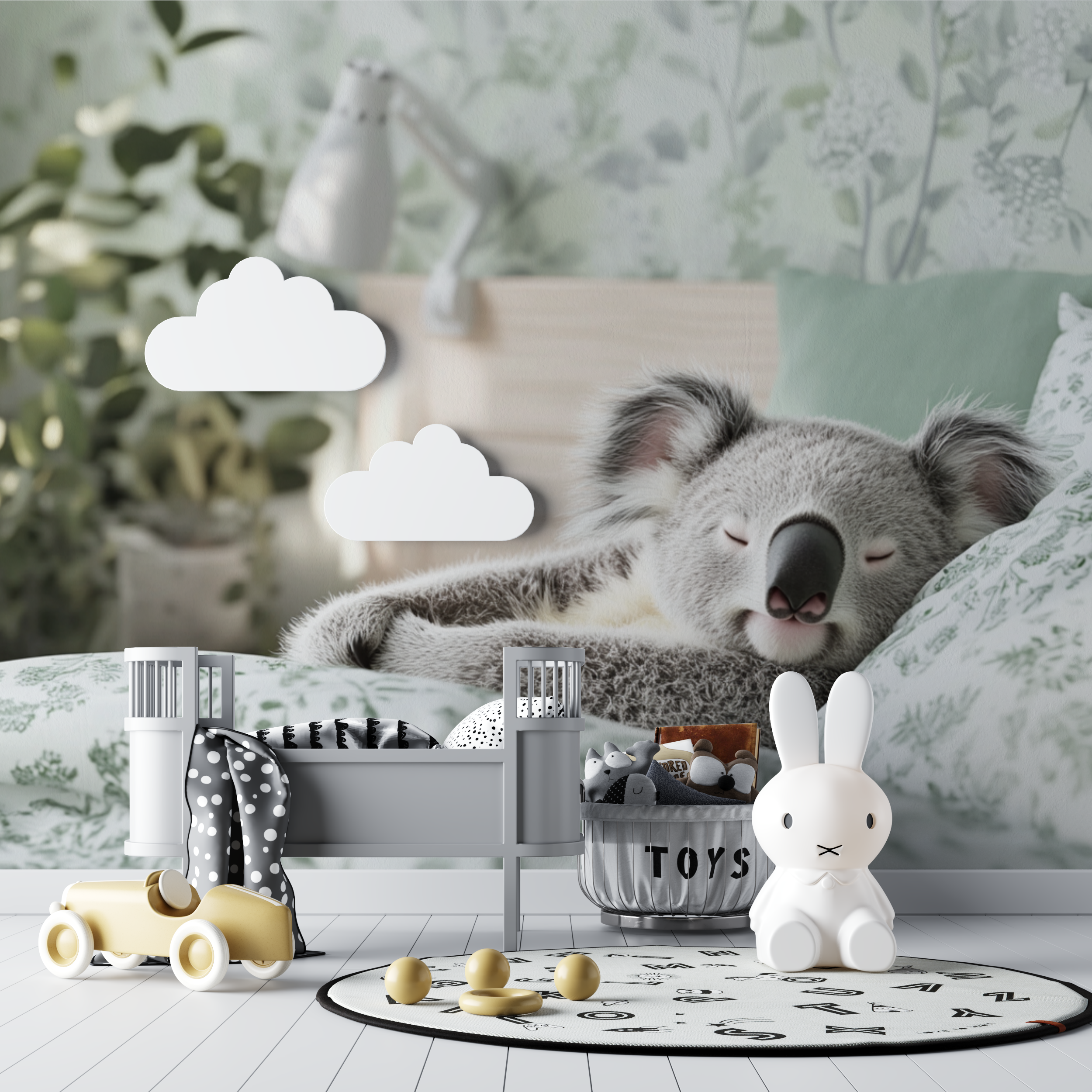Papier peint koala endormi sur un coussin bebe tipi