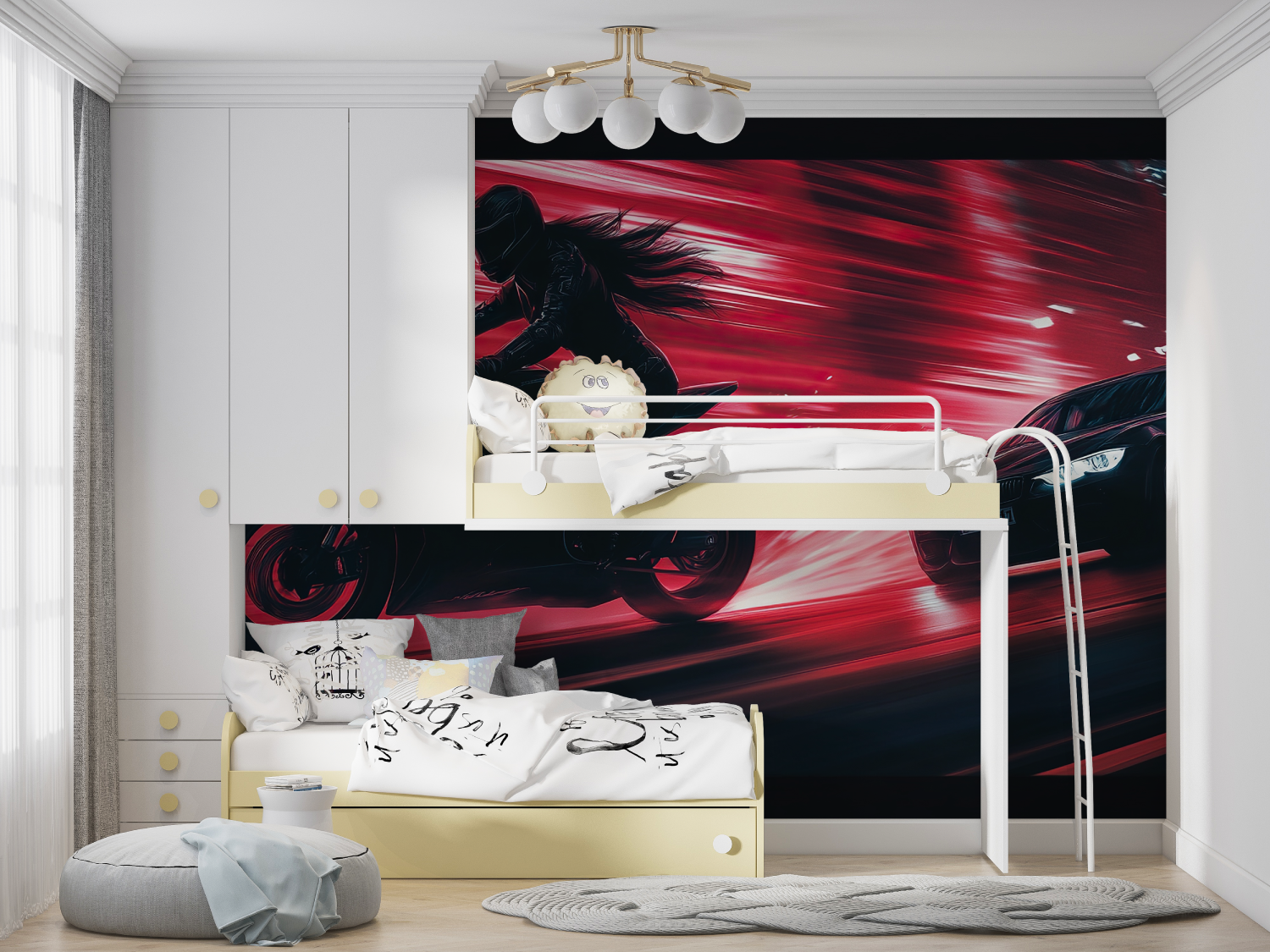 Papier peint moto voiture manga hero