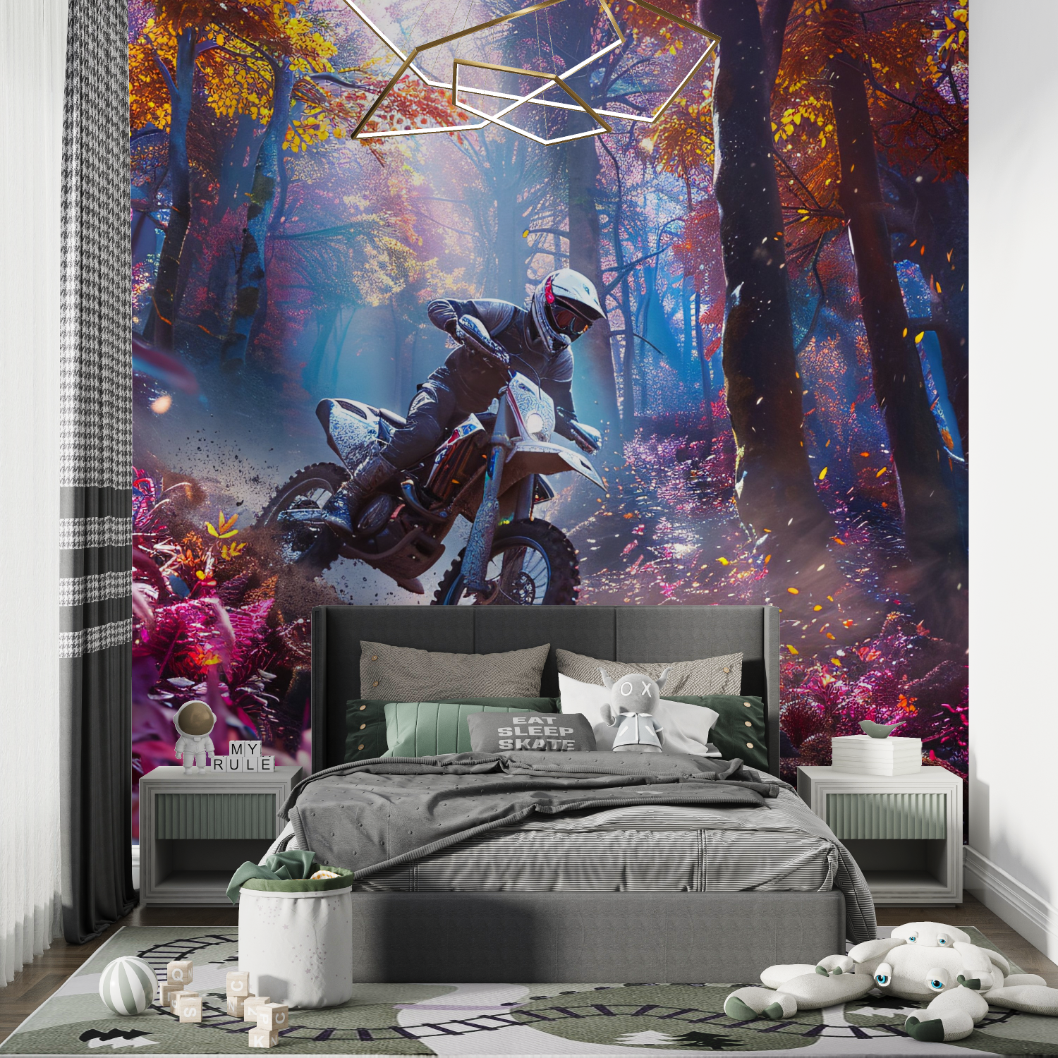 Papier peint moto idee deco chambre de garcon