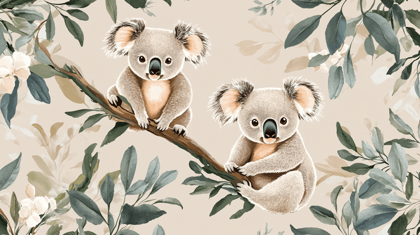 Papier Peint Koala Sur Fond Sable Doux