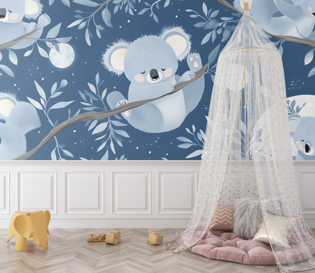 Papier peint koala et ombre de la lune bebe