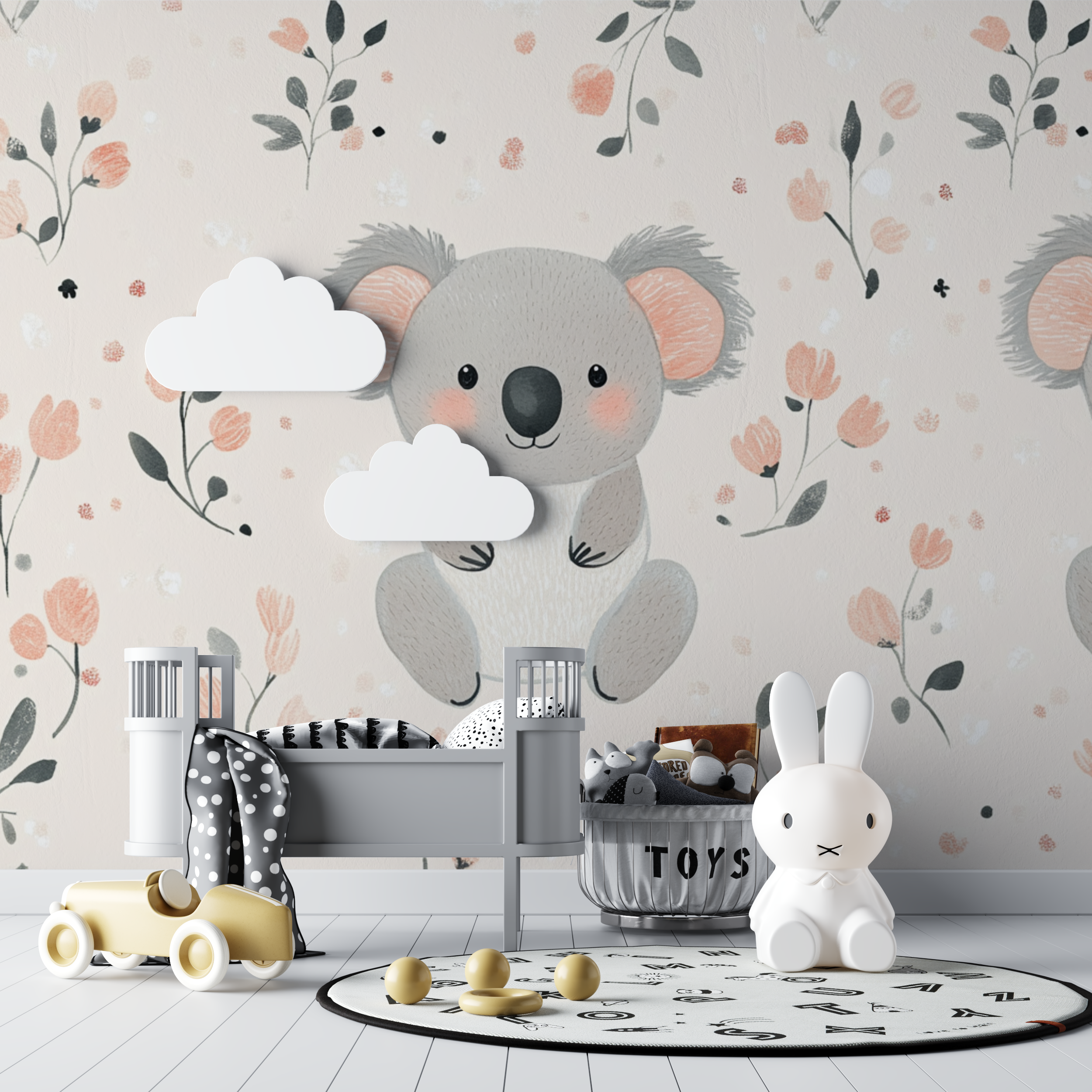 Papier peint koala et tricot doux bebe tipi