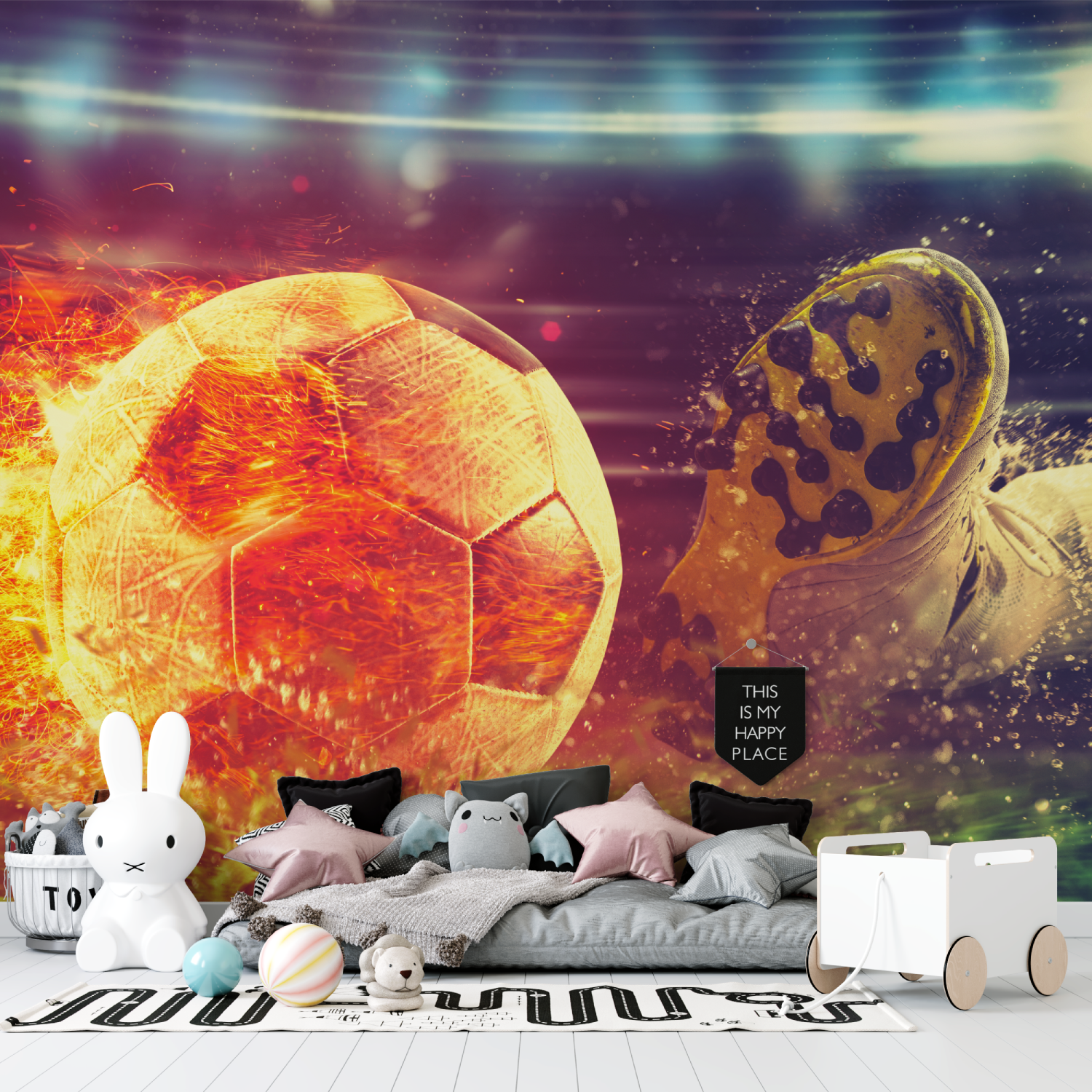 Papier peint chambre garcon foo...llon feu tapisserie garcon