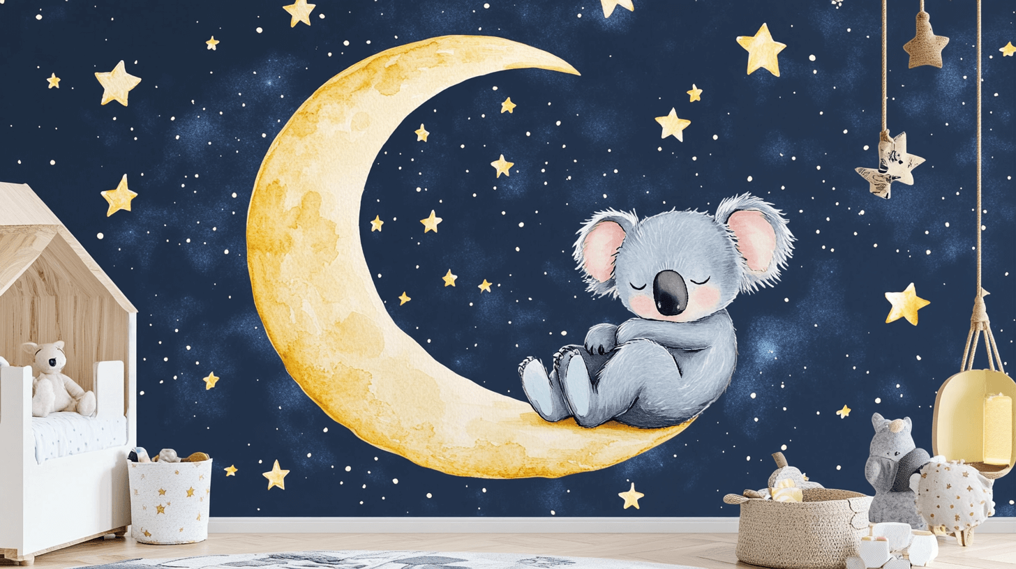 Papier Peint Koala Endormi Sur Un Croissant De Lune