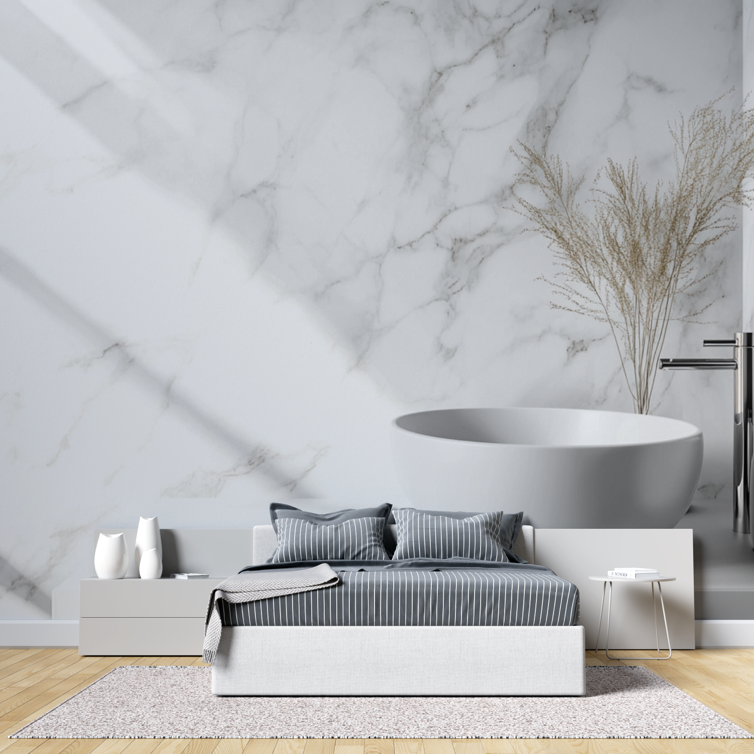 Papier peint wc trompe l oeil tete de lit