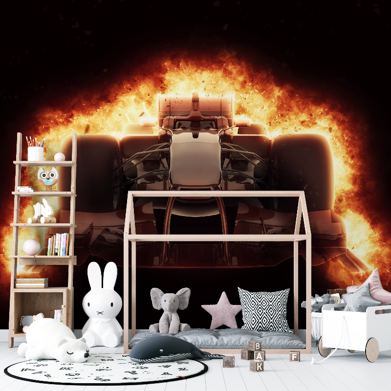 Papier peint formule 1 en feu 12