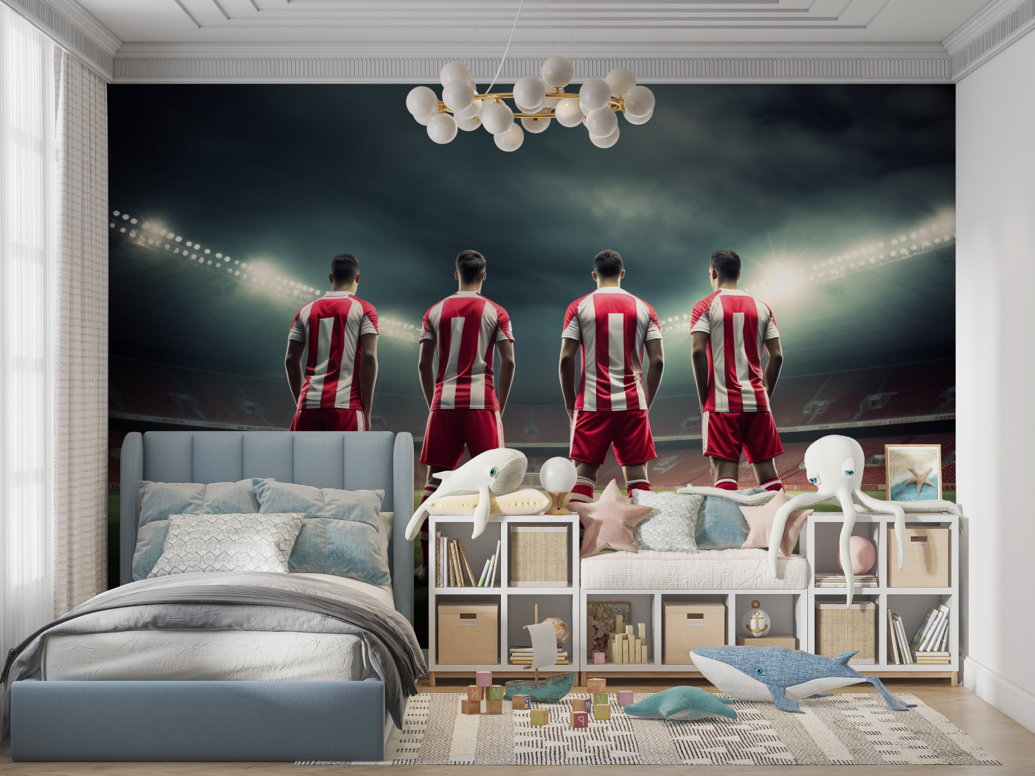 Papier peint chambre foot joueur panoramique garcon