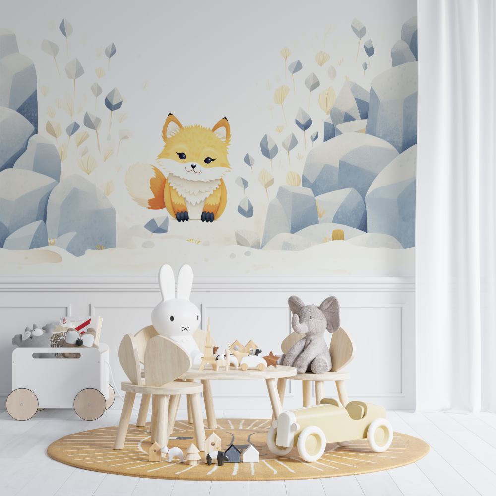 Papier peint renard mural chambre de bebe