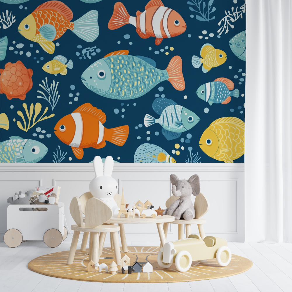 Papier peint marin motif joyeux chambre de bebe