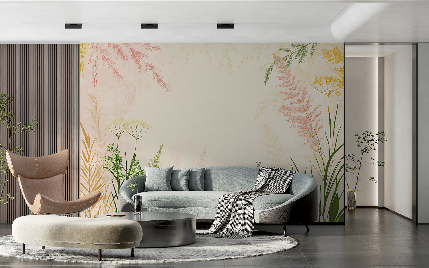 Papier peint aquarelle fleurs panoramique tendance 2024