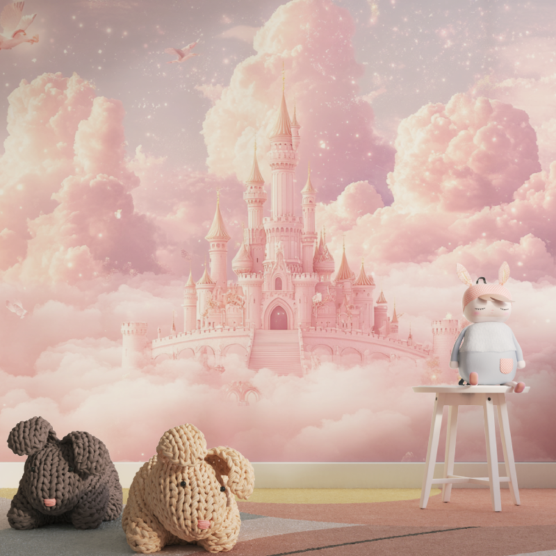 Papier peint chambre fille chateau tapisserie pour fille