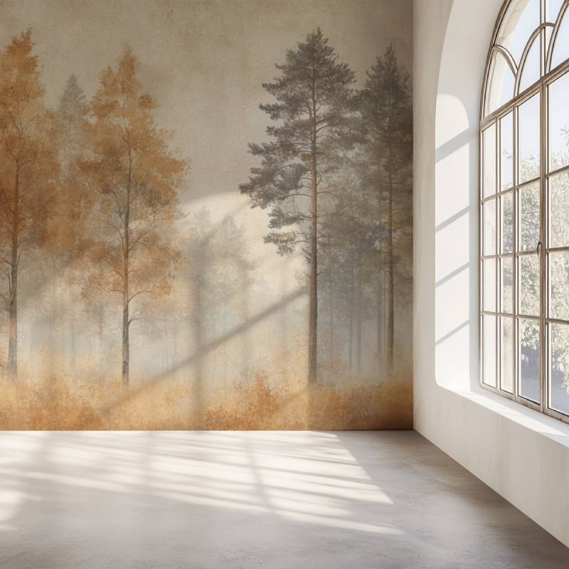 Papier peint arbre chambre mur simple