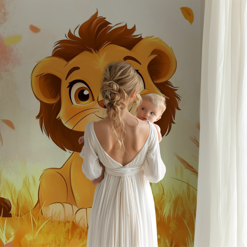Papier peint lionceau dessin anime bb123