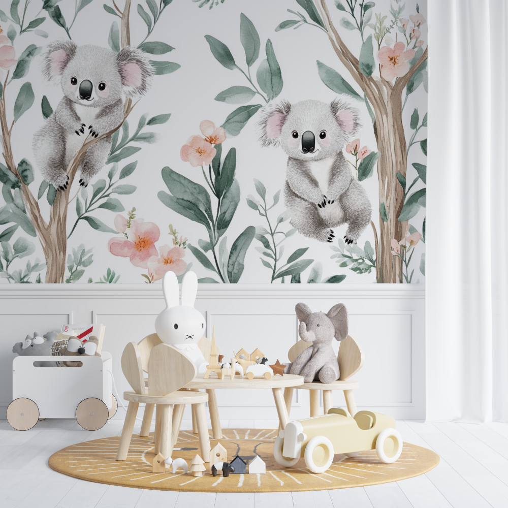 Papier peint koala dans un jardin aerien chambre de bebe