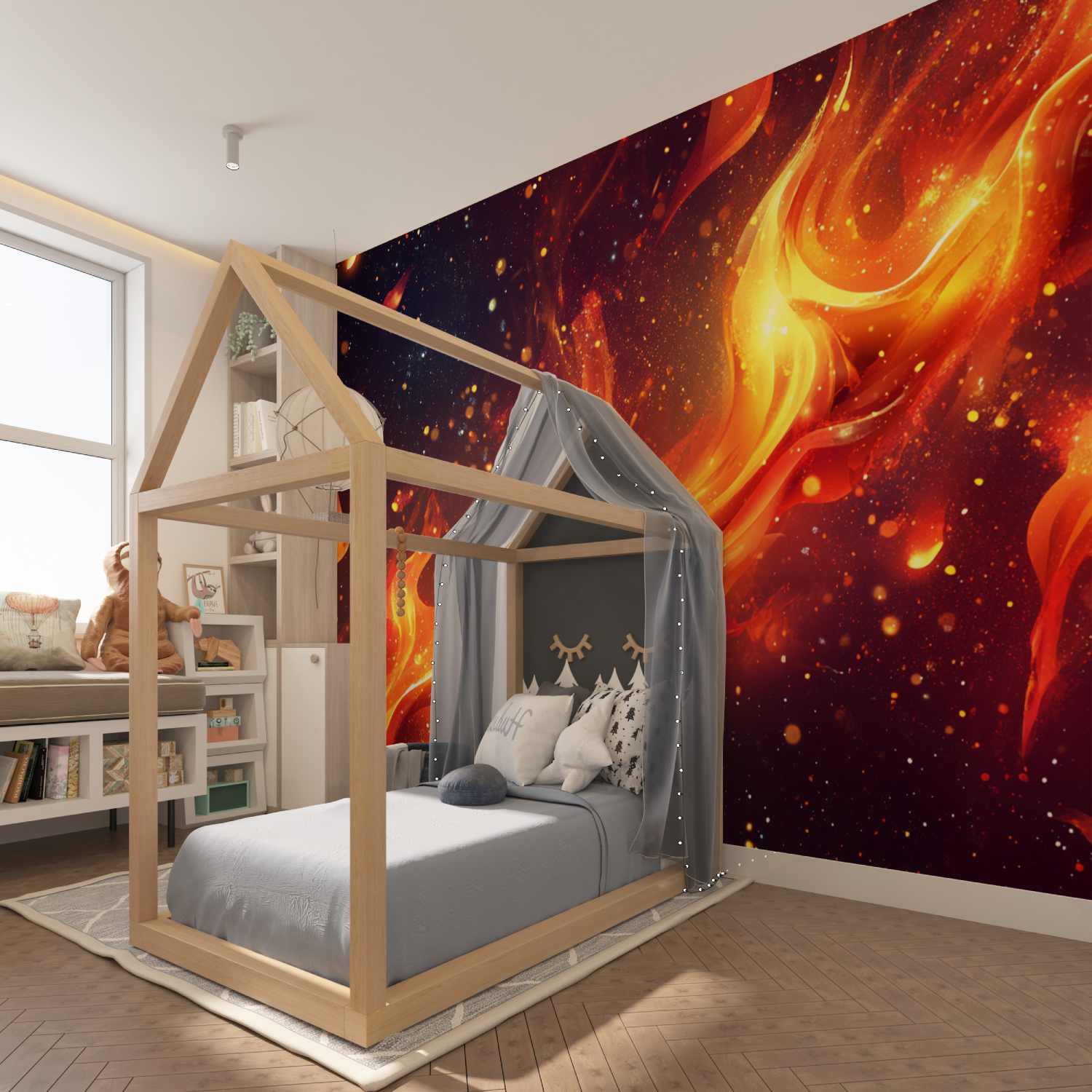 Papier peint burning comet tapisserie hero