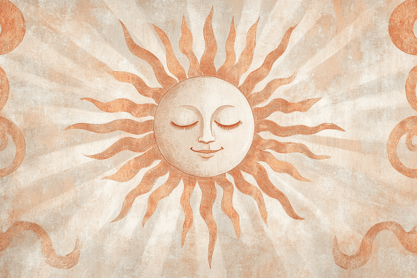 Papier Peint Terracotta Avec Soleil Graphique